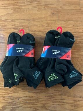 NWT Reebok men’s cushioned quarter cut socks 16 pack